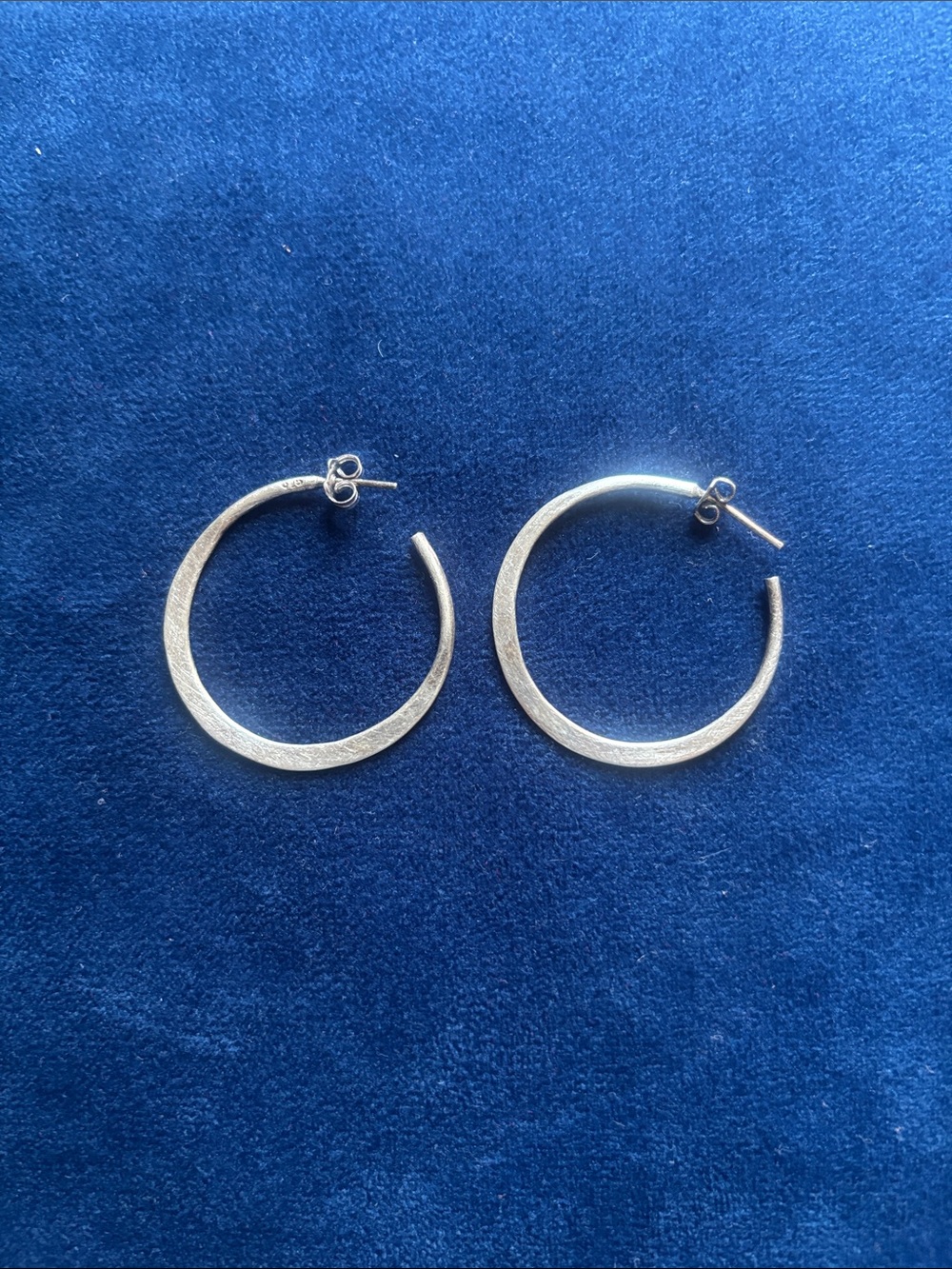 Silver Hoop Earrings - Minimal Textured Hoop Earrings